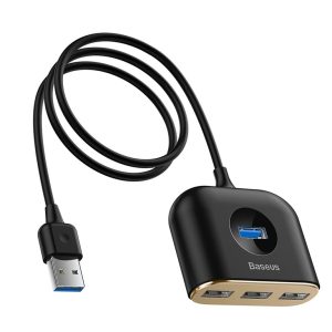 BASEUS SQUARE ROUND 4 IN 1 USB HUB ADAPTER USB3.0/1 USB2.0/3 1M